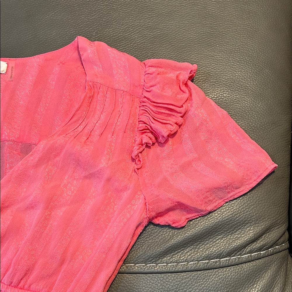 Love Shack Fancy Pink Ruffled Short Sleeve Dress, size XS - Picture 4 of 8